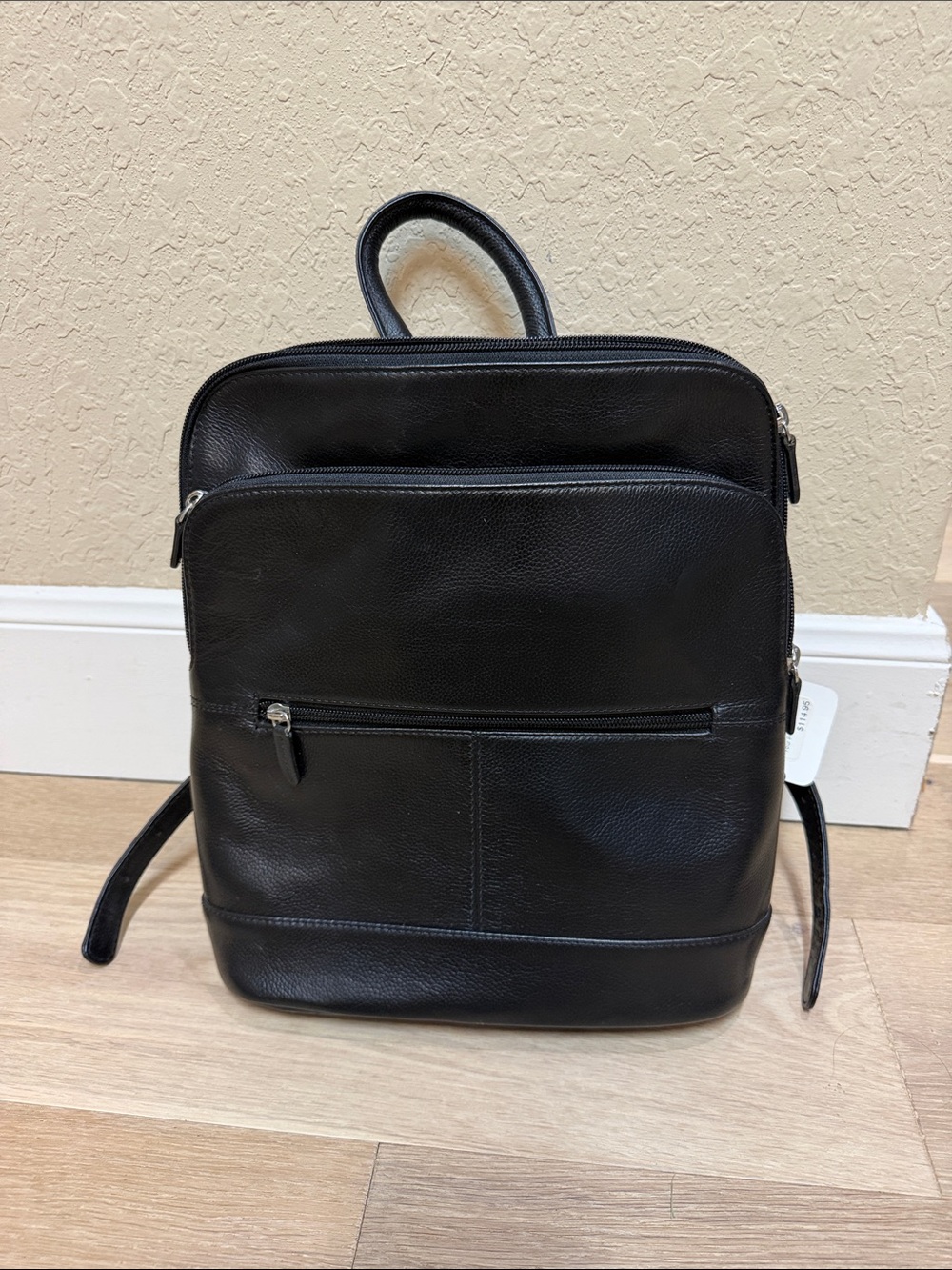 ILY New York black leather backpack purse